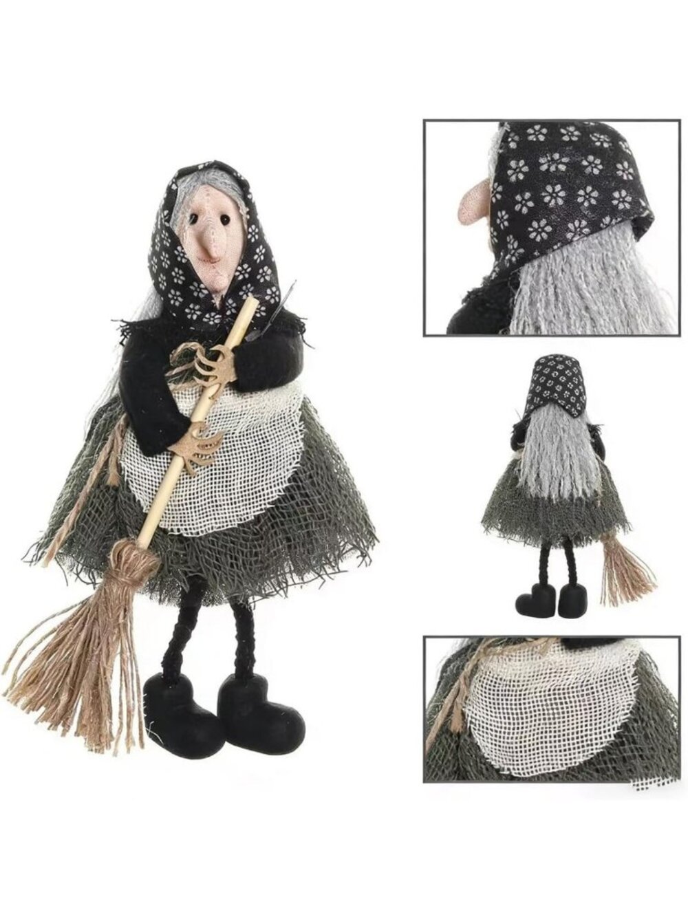 Handmade Kitchen Witch Doll | Vintage Folk Art Figurine | Whimsical Home Decor - Picture 3 of 3